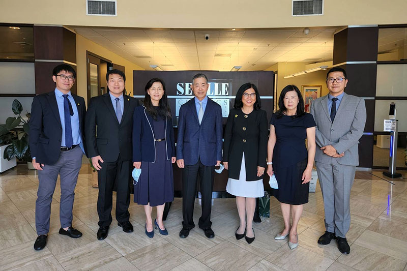 Photo of UOG representatives at Jackson Yang's company headquarters