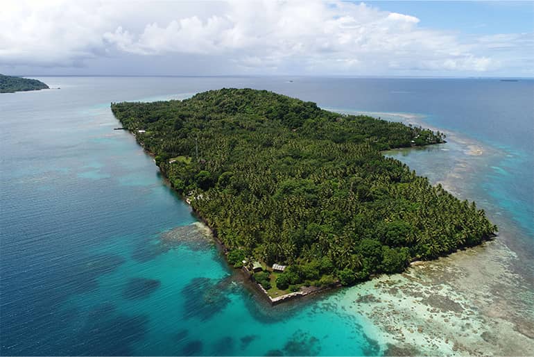 Aerial view of island of Etten