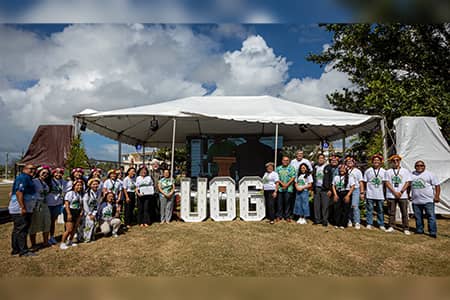 SGA, Lt Gov, & UOG admin and leadership gather for a group photo at Charter Day opening ceremony