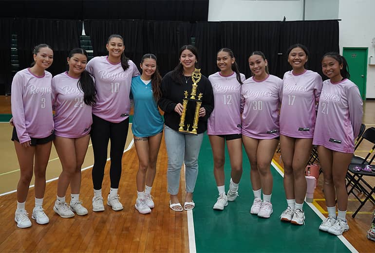 Rogues pose for group photo with trophy
