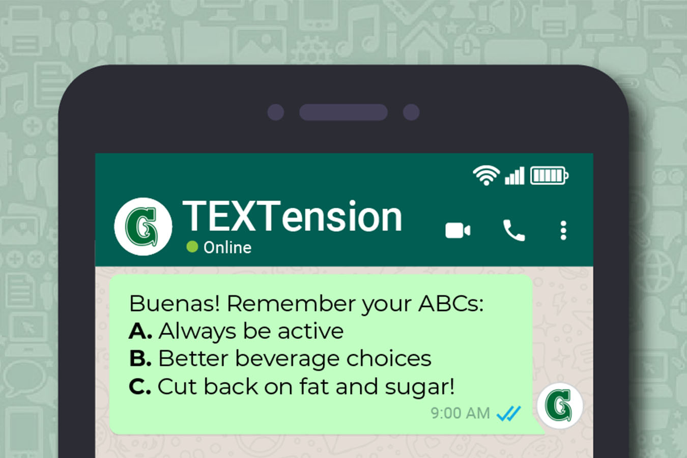 Photo of TEXTension service on WhatsApp