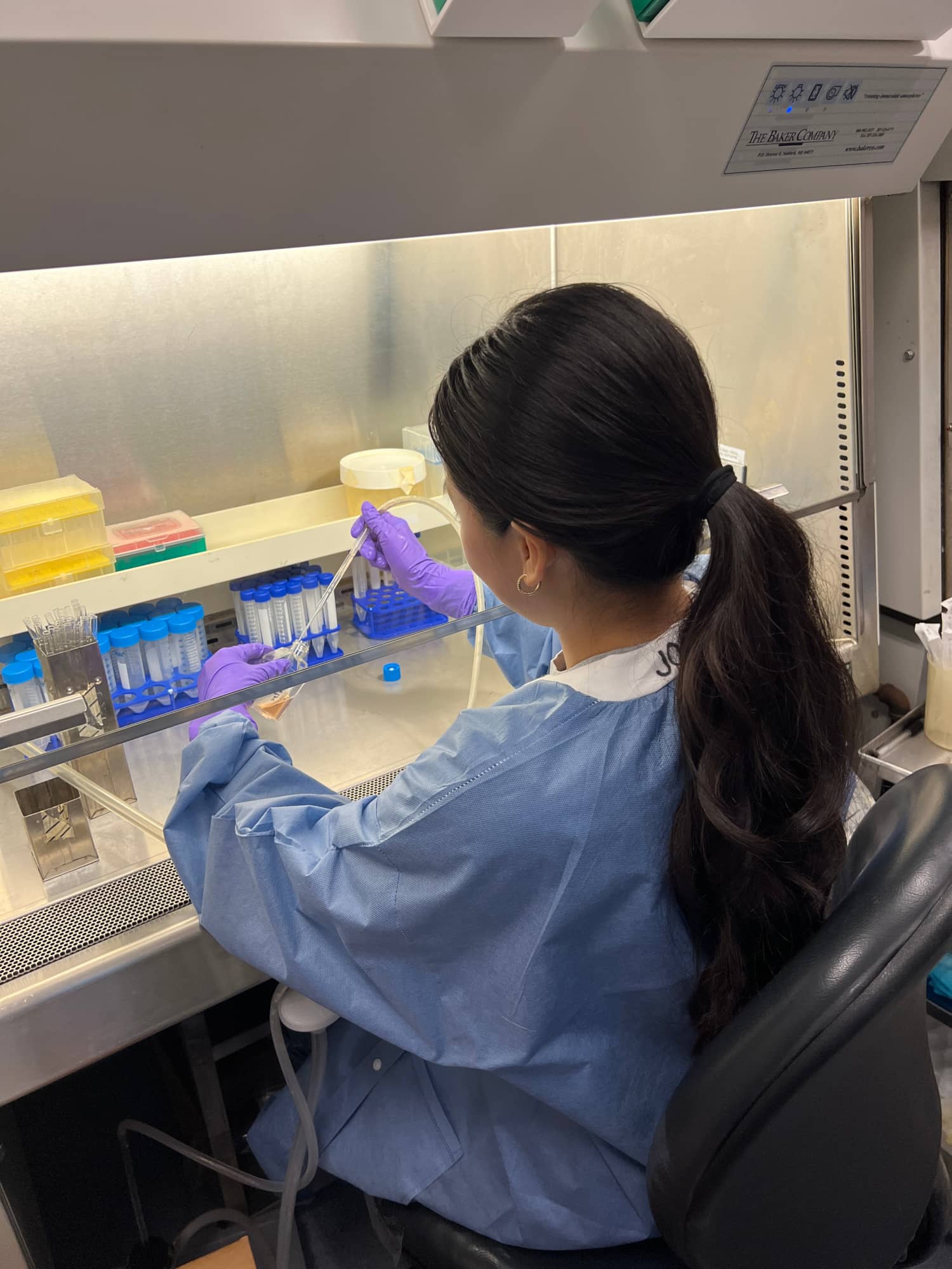 Joselle Garcia runs a test in a lab during her internship at John Hopkins University.