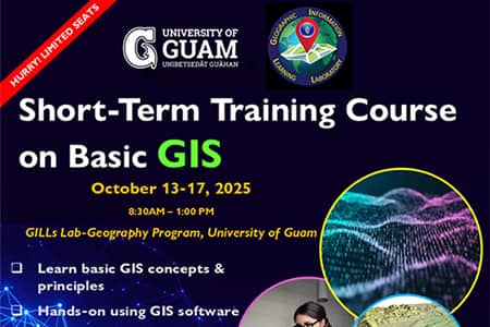 The University of Guam will host a five-day introductory GIS training course from Oct. 13–17, 2025. Open to professionals and community members, the seminar covers spatial data collection, mapping, analysis, and visualization using industry tools for real-world applications in planning and environmental management.
