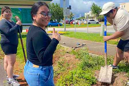 The students have uprooted 140 sowthistle weeds from campus and are keeping an eye out for more.