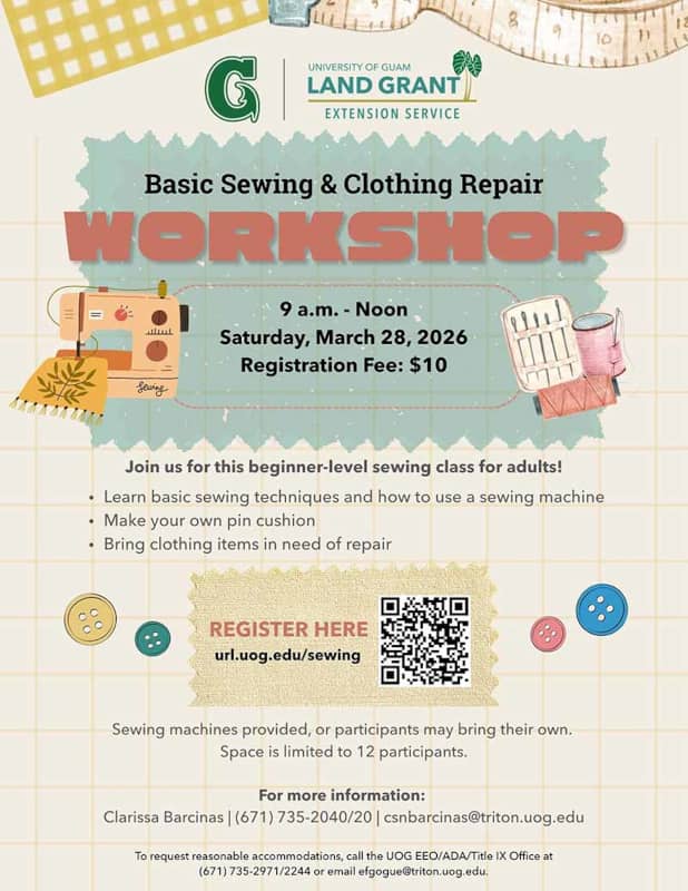 UOG Land Grant Sewing Workshop Flyer