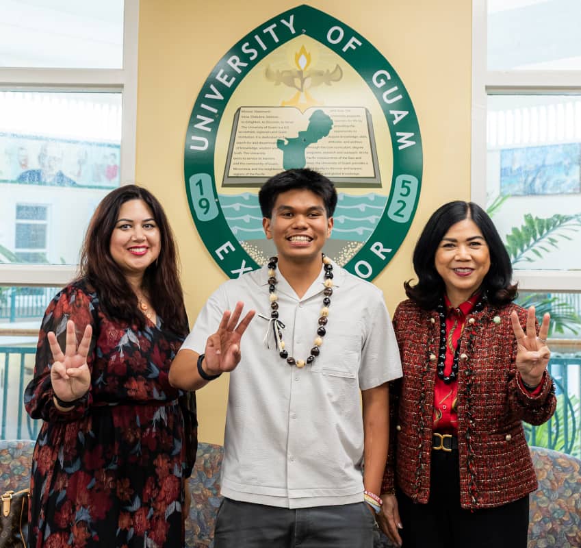 Caden Poblete with Dr. Mary Kate Soliva and Dr. Anita Borja Enriquez