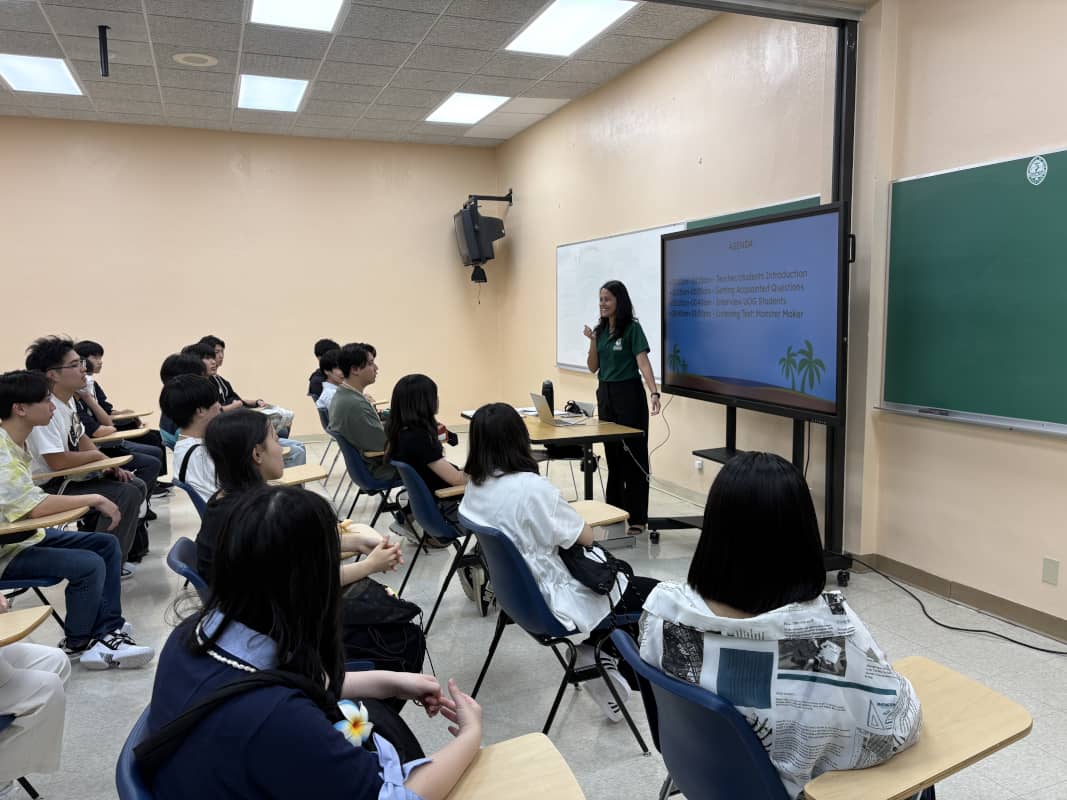 Iwata Higashi High School in class at UOG