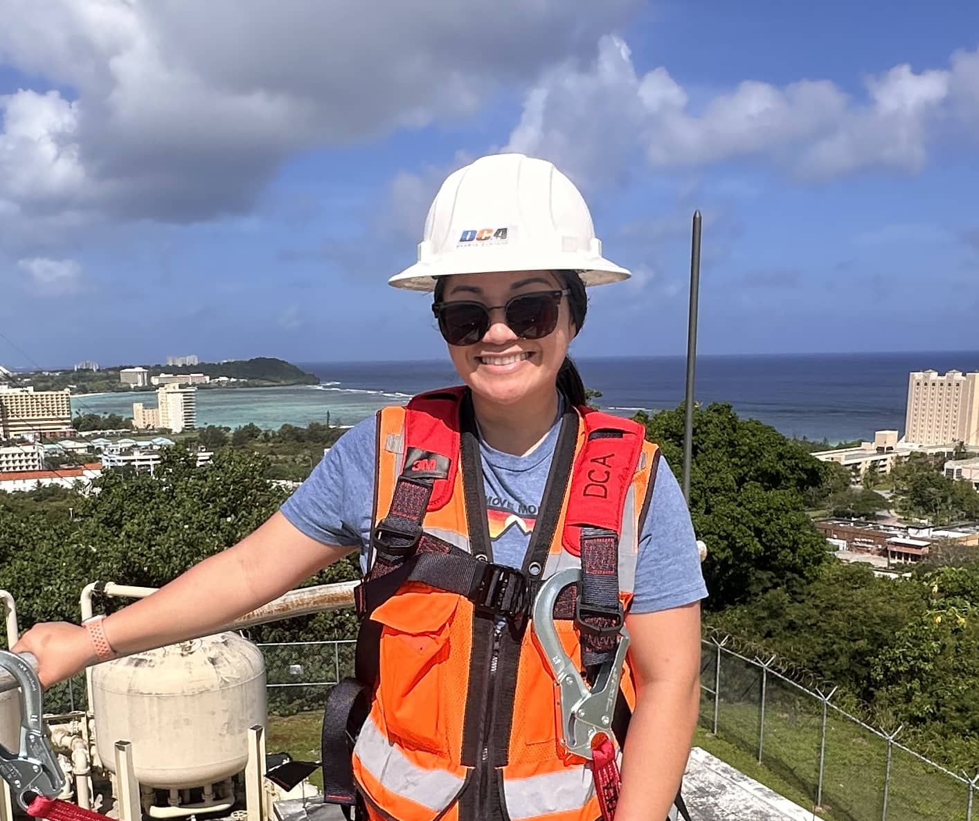Kayleena Blas Diaz works at a project site in Tumon.