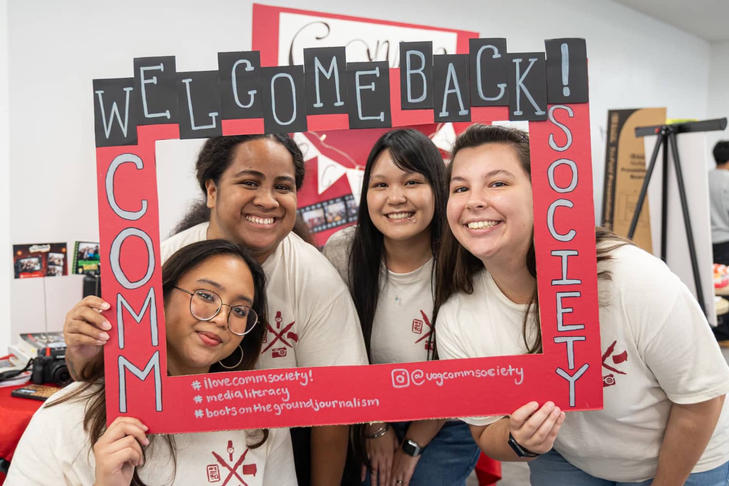Members of the Communication Society student organization pose for a photo