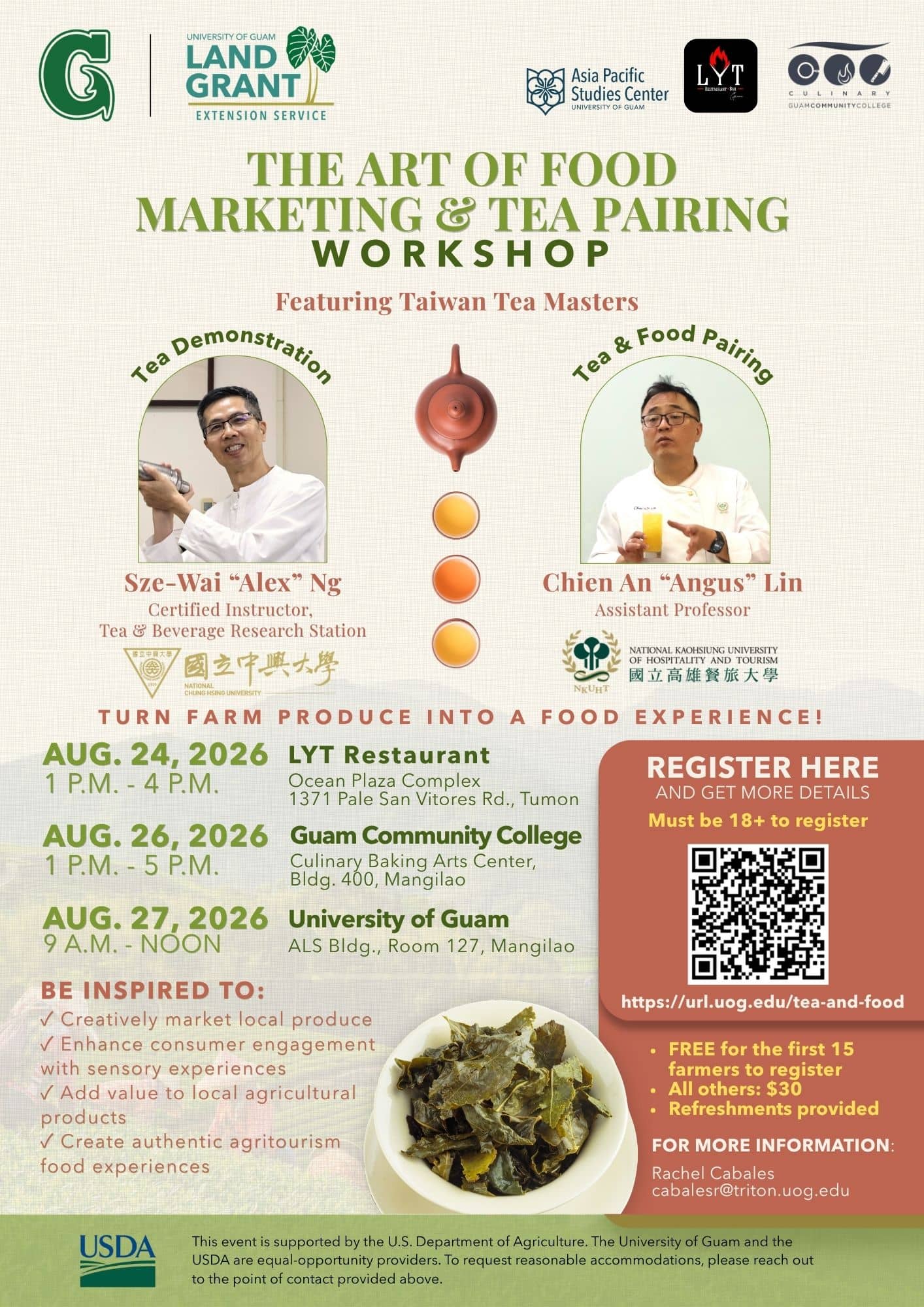 uog land grant food tea pairing workshop flyer