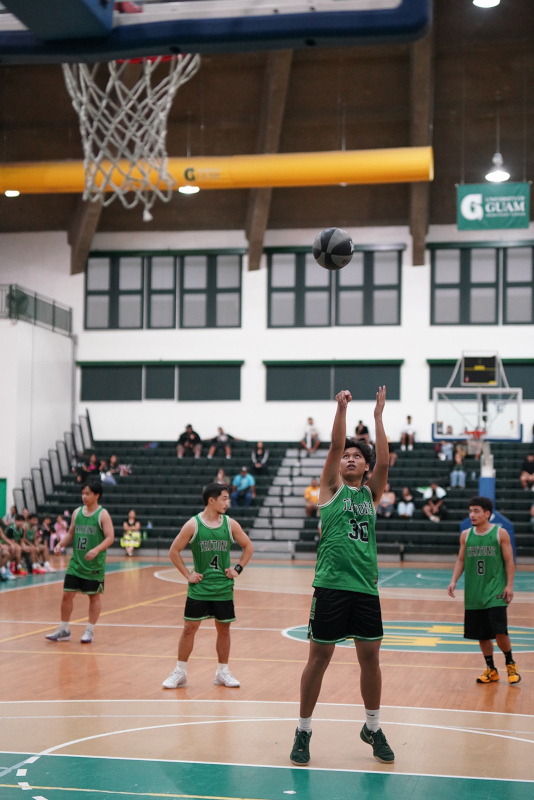 Man Shooting basketball from free throw line