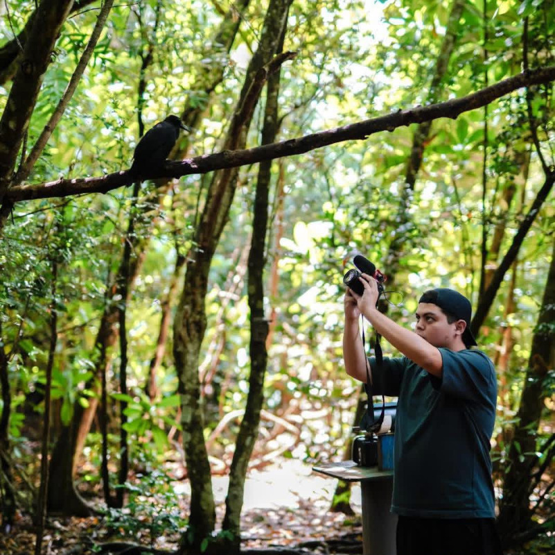 Photo of Thomas Photographing black bird in a jungle