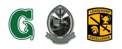 UOG Big G alongside the UOG ROTC logo