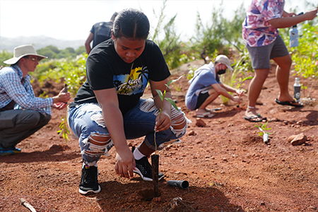 Visiting students from the Commonwealth of the Northern Mariana Islands, The Federated States of Micronesia, The Republic of Palau, The Republic of the Marshall Islands and American Samoa made their way to the Ugum watershed in Inalahan where they participated in restoration work.