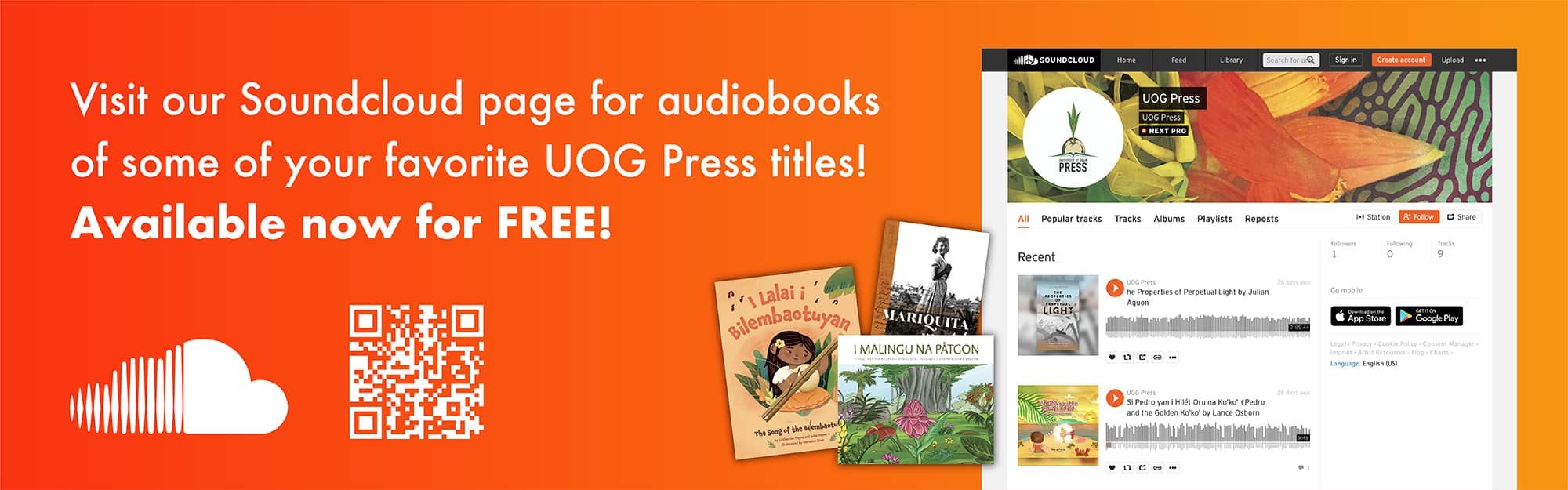 Click here to access free audiobooks of some of your favorite UOG Press titles